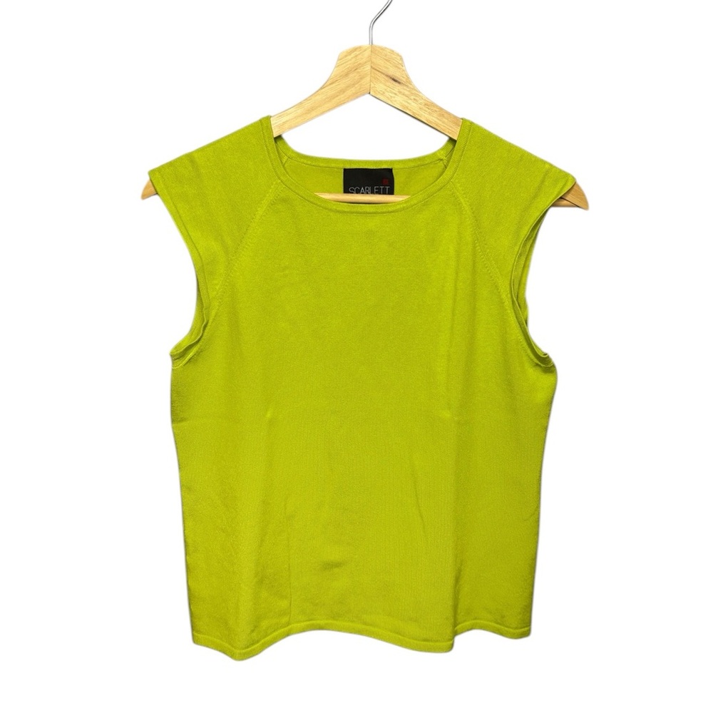 Vintage Lime Green Silk Blend Cap Sleeve Top Size 12 NWT Scarlett